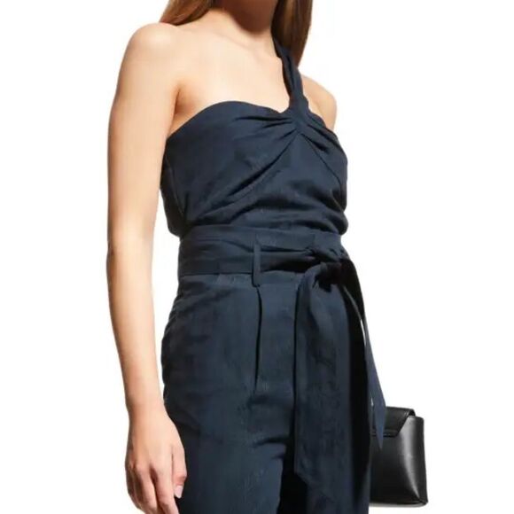 Veronica Beard Belinda Jacquard Linen One Shoulder Strap Blue NWT size 8 $328 - Picture 8 of 11